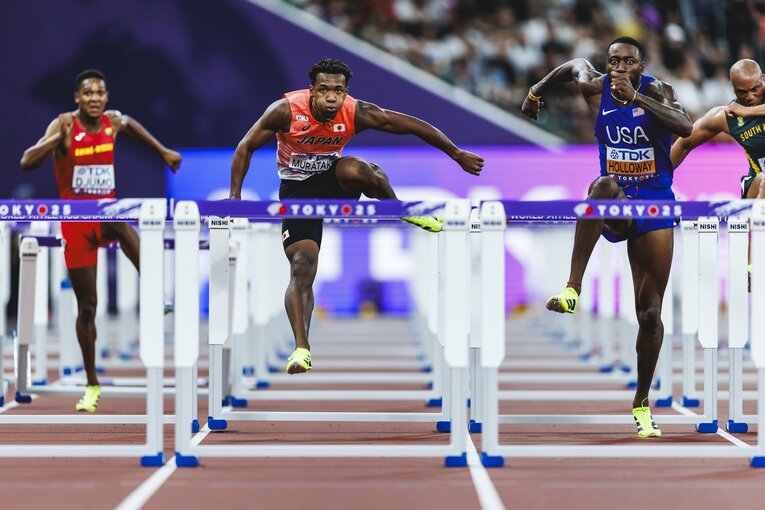 【東京世界陸上】110mハードル予選を走る村竹ラシッド（JAL）　©Kiichi Matsumoto