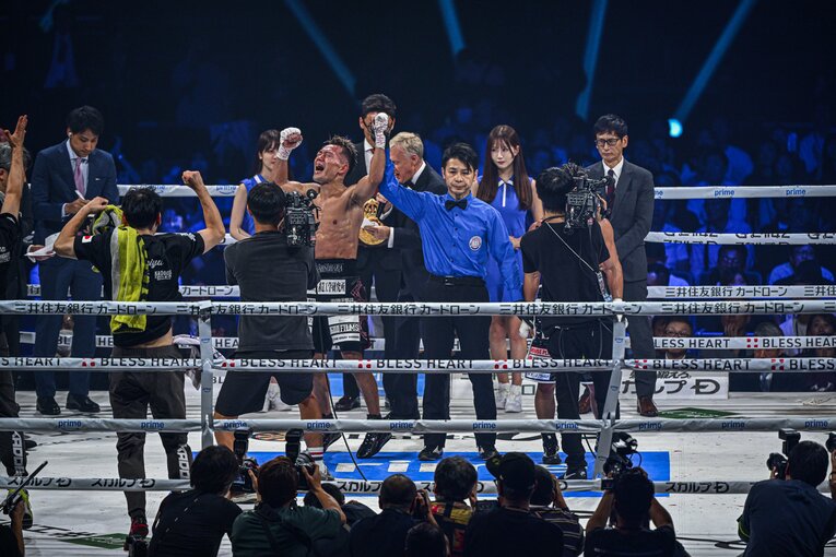 新チャンピオンとして堤聖也の名前が読み上げられた瞬間　©Takuya Sugiyama