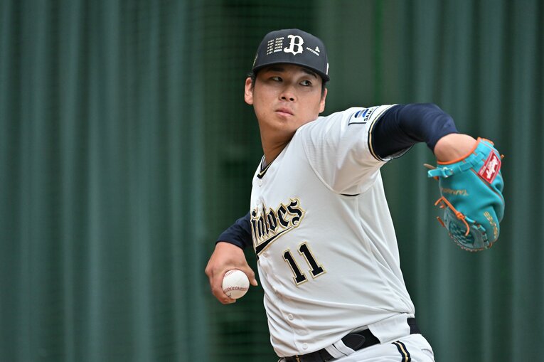 ブレーク２年目となる今春のキャンプで練習に取り組む山下　©Hideki Sugiyama