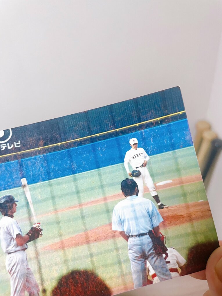 2002年東京六大学春季リーグでは慶應大の4番に座り、ホームラン王を獲得した田中氏（手前）。早大・和田とは何度も真剣勝負を演じた（写真＝筆者提供）