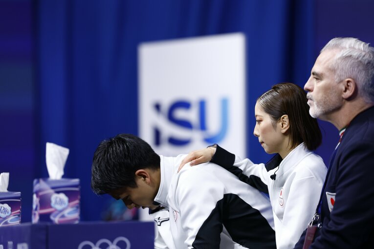 【個人戦ペアのショート】演技直後…うなだれる木原龍一　©Sunao Noto／JMPA