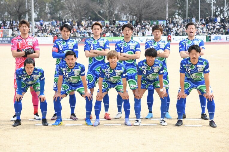 JFL開幕戦の集合写真　©Masashi Hara