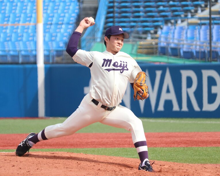 DeNA1位指名の竹田祐（明治大）は即戦力として期待がかかる　©JIJI PRESS