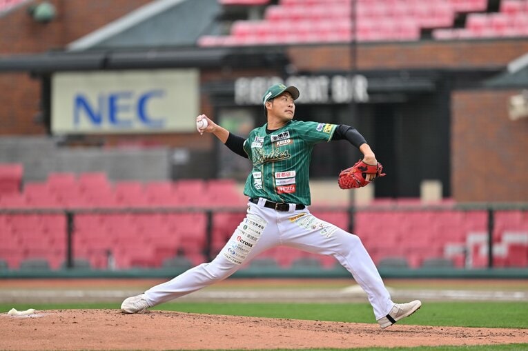 独立L堺のユニフォームで臨んだ村上（元巨人）©Hideki Sugiyama