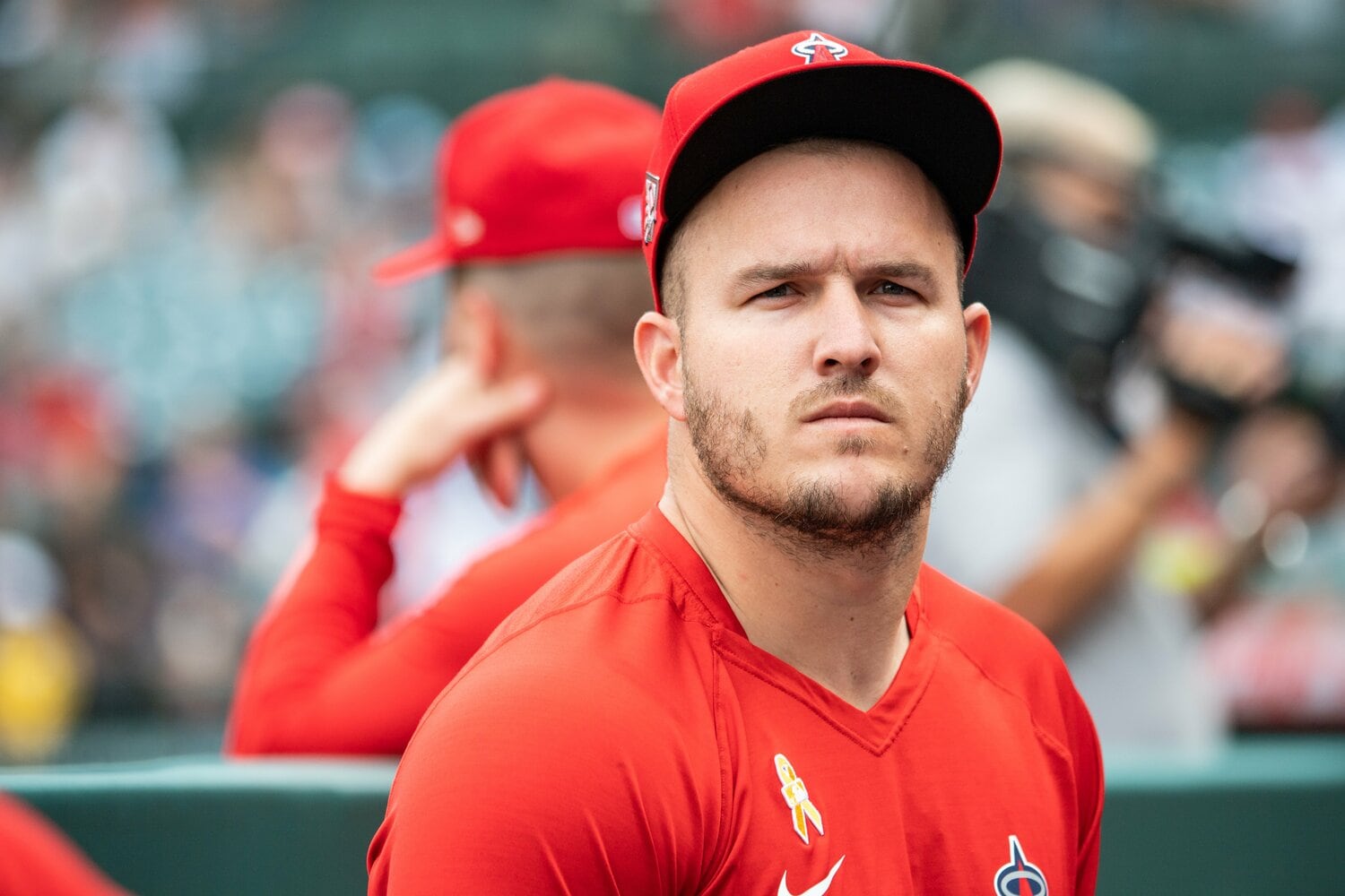 今季は右ふくらはぎの負傷で36試合の出場にとどまったトラウト　©Nanae Suzuki