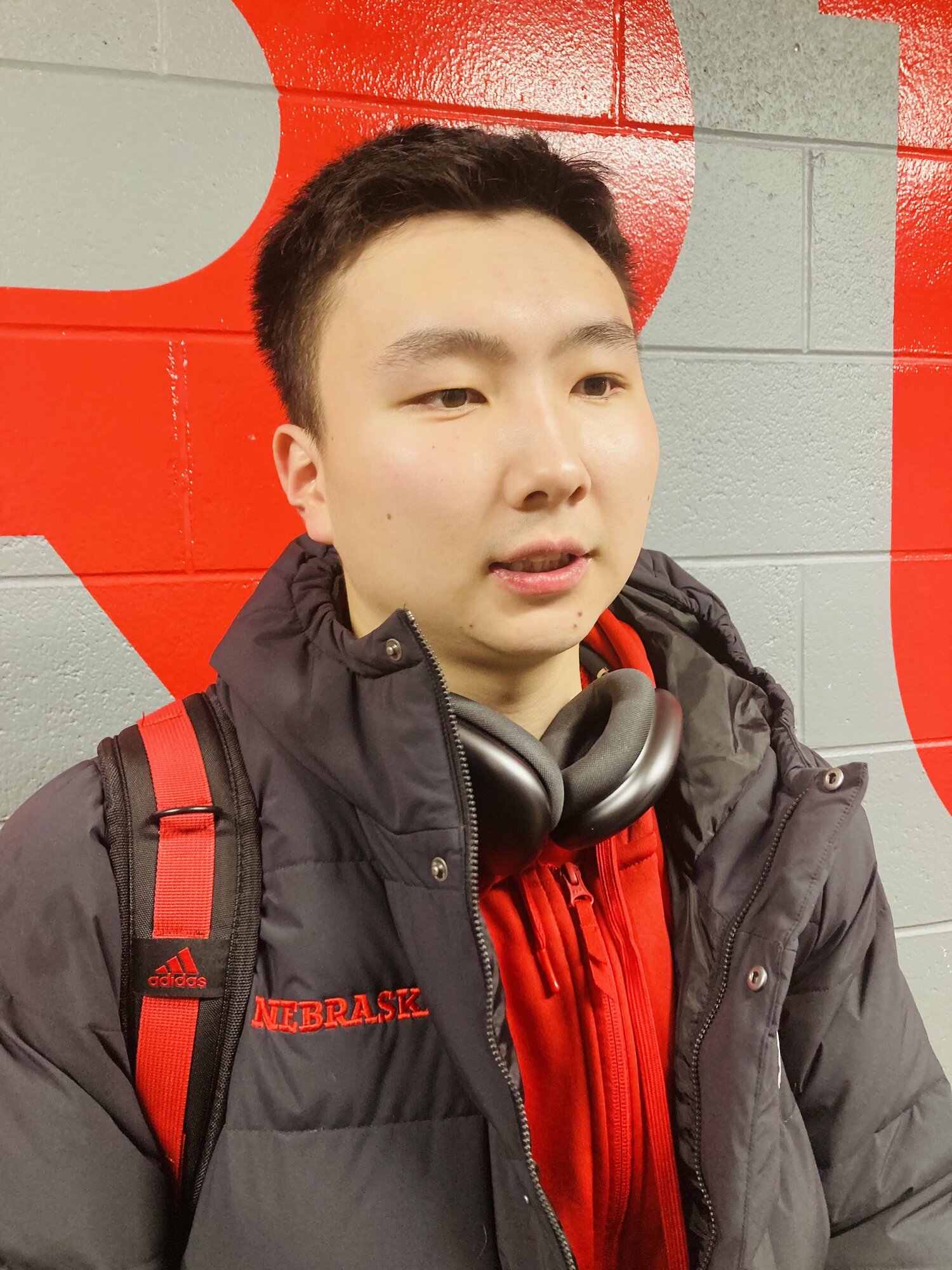 試合後、取材に対応する富永啓生　©︎Daisuke Sugiura