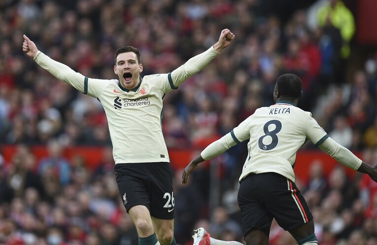 5-0で快勝したユナイテッド戦でのロバートソン　©Getty Images