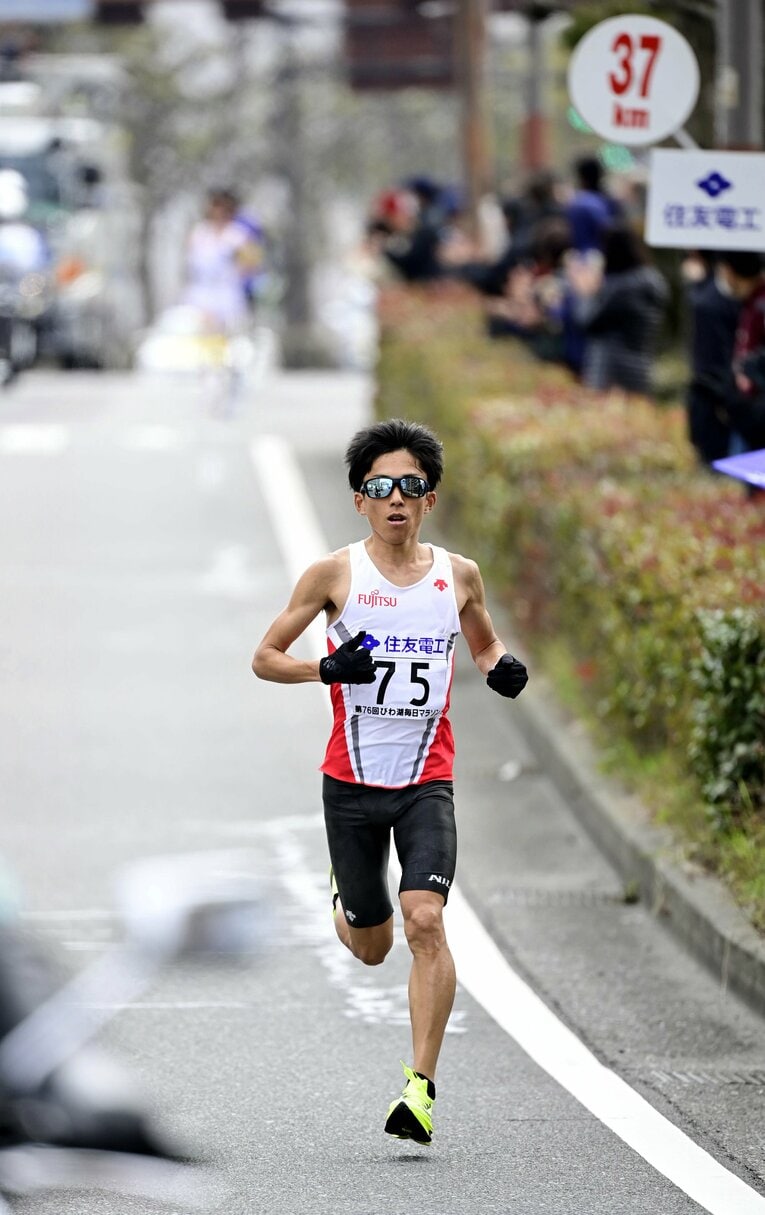 2021年のびわ湖で日本記録を出した鈴木健吾（富士通）　©JIJI PRESS