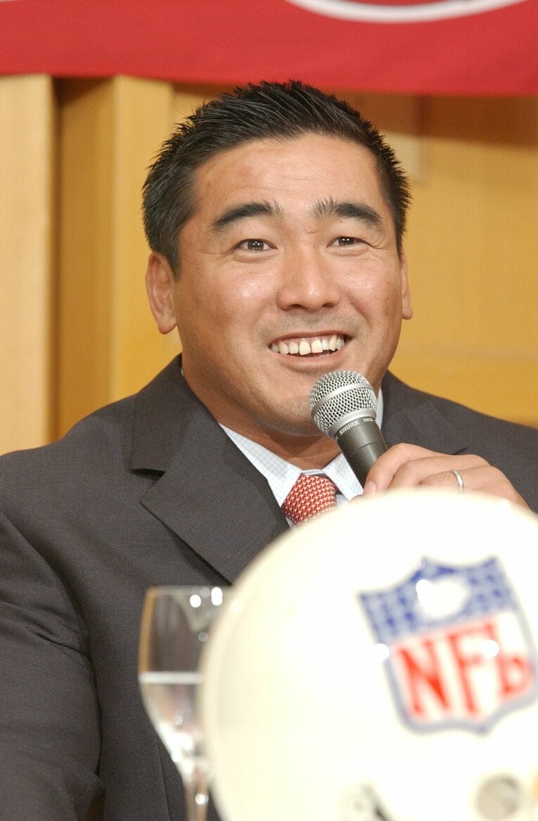 NFLチームのキャンプに招待され、日本人初となるプレシーズンマッチ出場を果たした河口正史　©JIJI PRESS