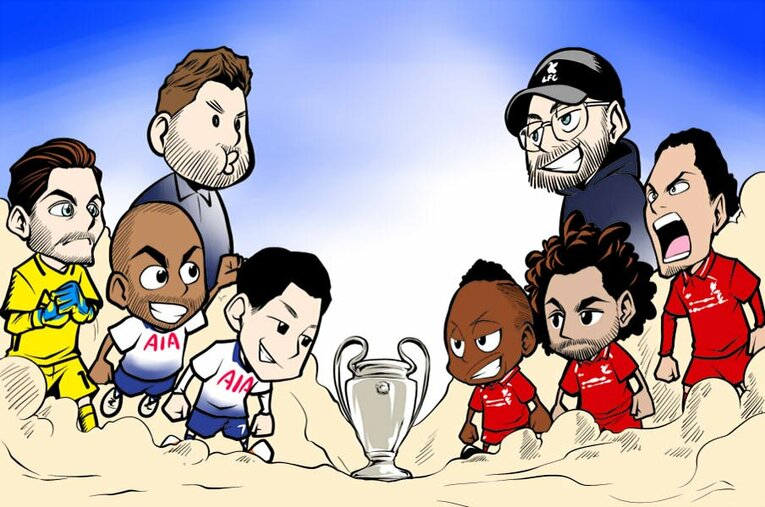 準決勝では劇的な逆転で勝利したトッテナムとリバプール。最後まで見逃せないスピーディな試合に期待したい。 ／ photograph by Junsei Chida/illustration