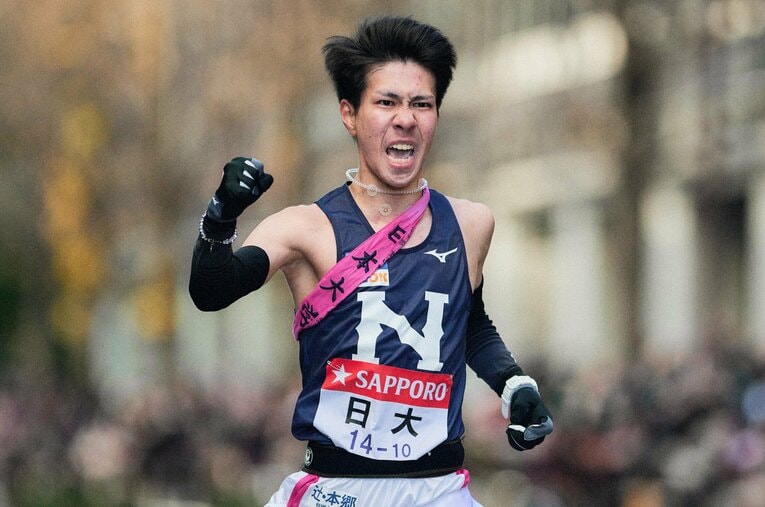 12年ぶりに箱根駅伝のシード権を獲得した日大のアンカー・大仲竜平（4年）。新監督も「シードを獲れるとは思わなかった」と本音を吐露するが…？ ／ photograph by Yuki Suenaga