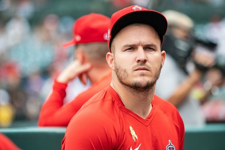 今季は右ふくらはぎの負傷で36試合の出場にとどまったトラウト　©Nanae Suzuki