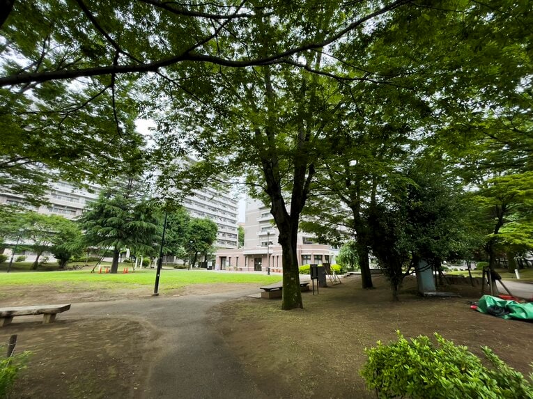 いまは大きな団地が立ち並ぶ