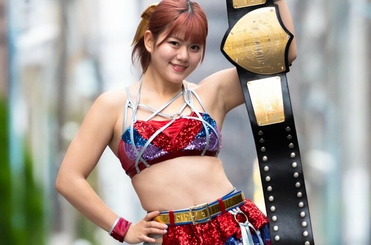 ディアナのシングル王者・梅咲遥（22歳）。1月28日にタイトルマッチでウナギ・サヤカと対戦する ／ photograph by Takuya Sugiyama