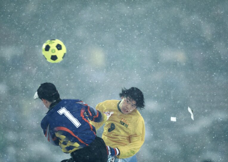 雪の決勝でゴールを決めた金杉　©Kazuaki Nishiyama