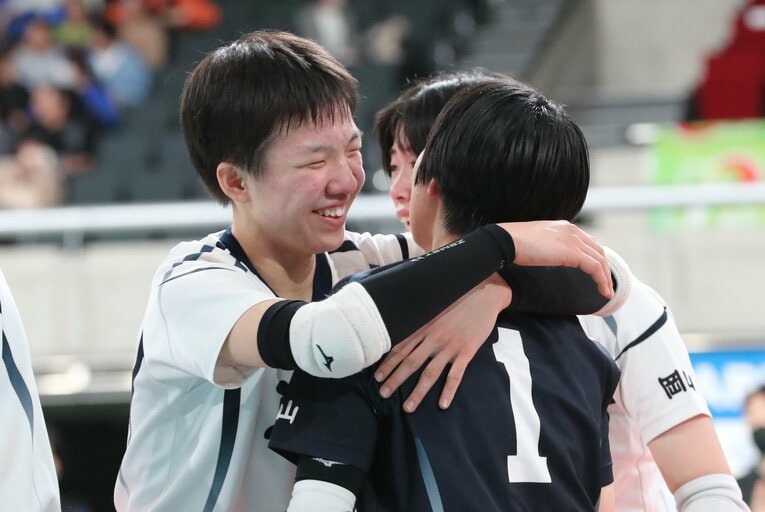 就実の2年生エースとして春高制覇に貢献した福村（2024年1月）　©︎JIJI PRESS