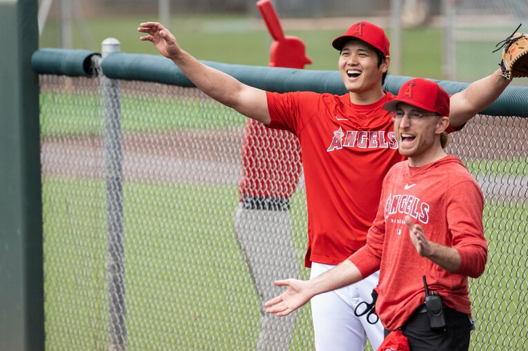 キャンプ中から楽しそうだった大谷　©Nanae Suzuki