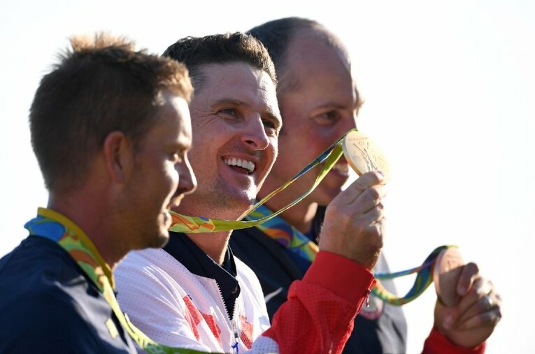 112年ぶりに競技復活したリオ五輪で金メダルを獲得したジャスティン・ローズ。ヘンリック・ステンソンとの熱戦を制した ／ photograph by Getty Images