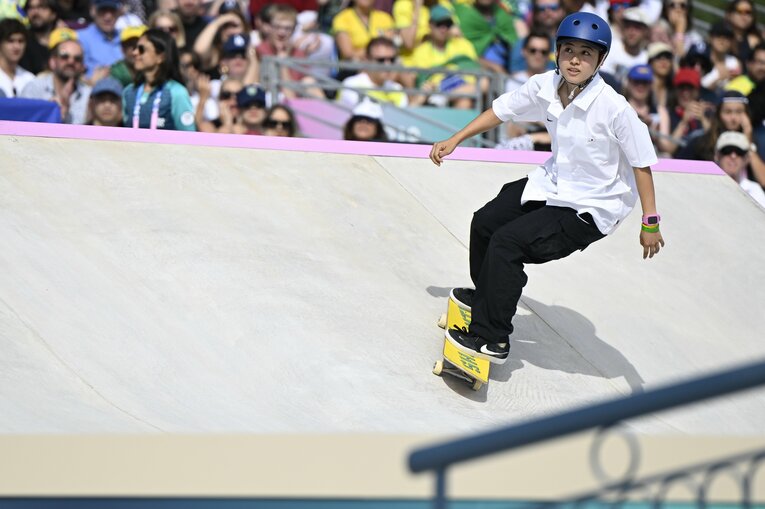 東京五輪銅メダリストの西矢椛はベストトリックを決めきれず7位に終わる　©Asami Enomoto／JMPA