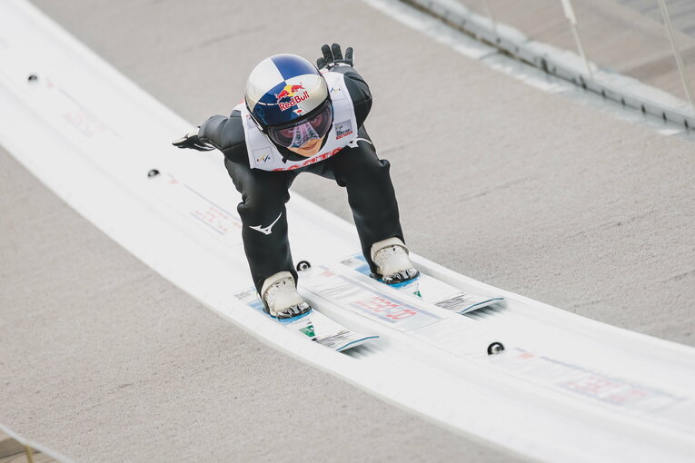 3月21日、今季最終戦を8位で終えた高梨　©JIJI PRESS
