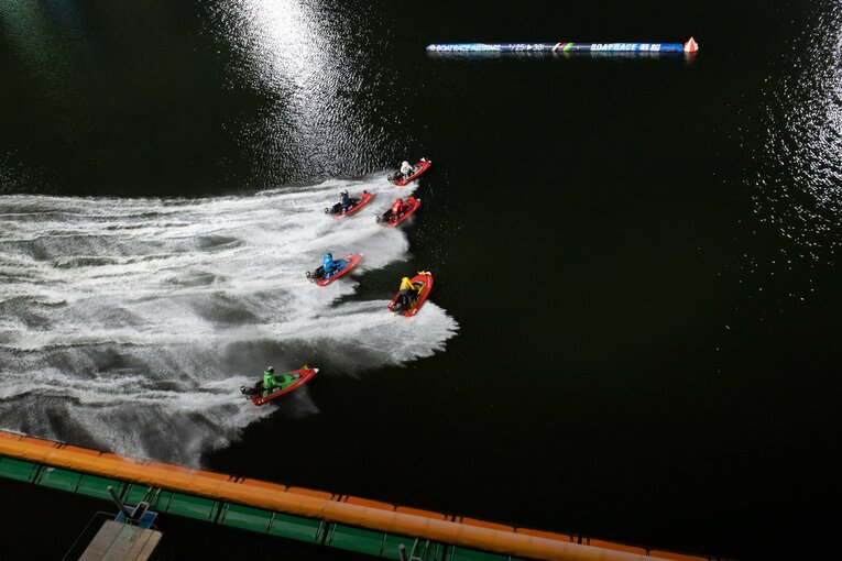 「ボートレースオールスター」の優勝戦で1号艇をゲットした峰　©日本モーターボート競走会