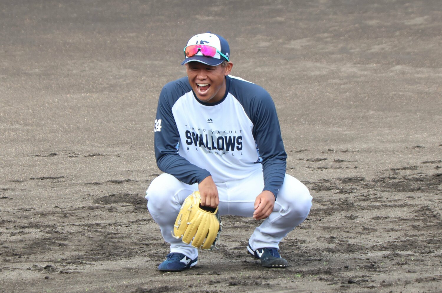 練習中でも常に笑顔があふれる田口。チームの雰囲気づくりにも重要な役割を果たす　©Fumi Sawai