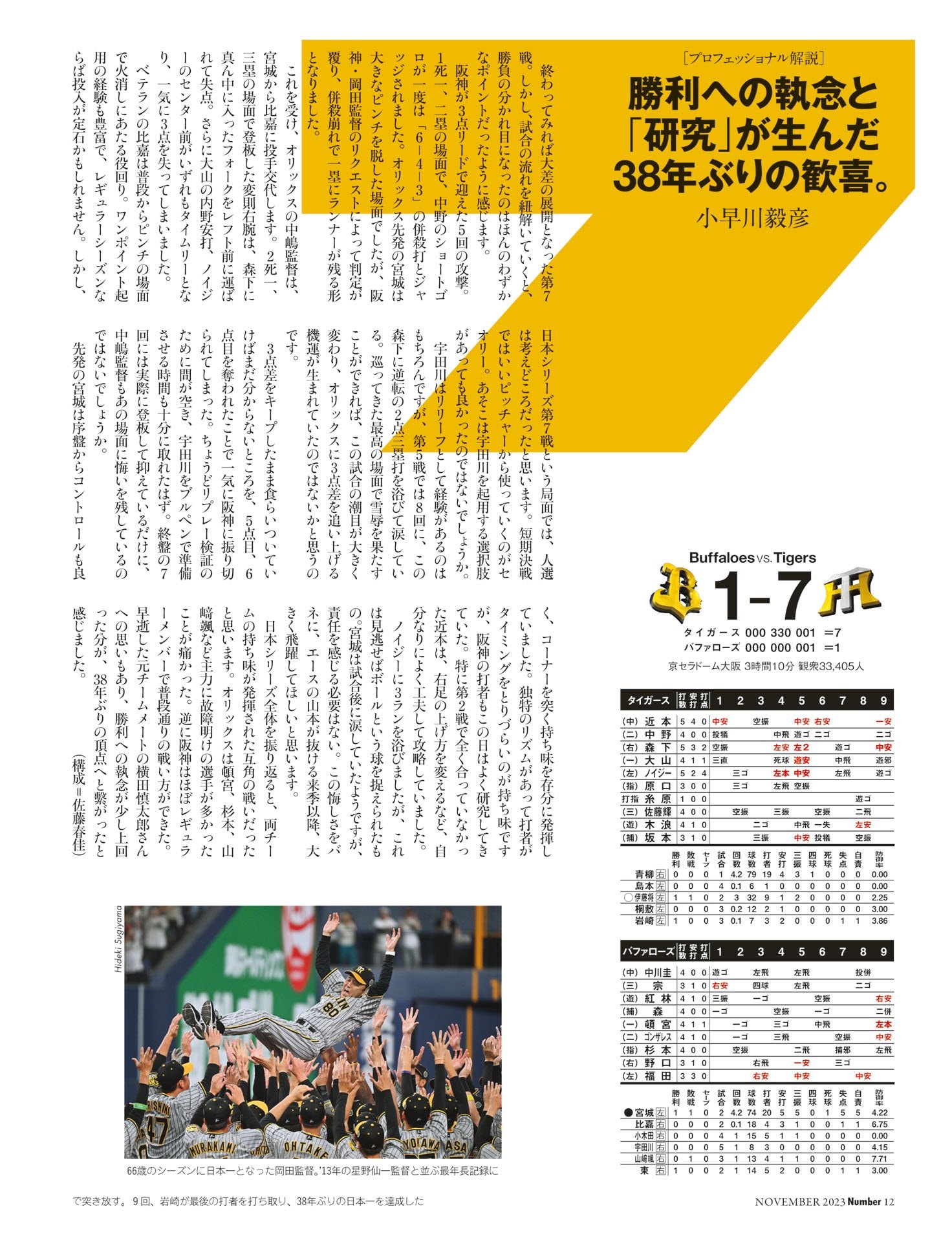 【第7戦】オリックス 1－7 阪神　解説◎小早川毅彦