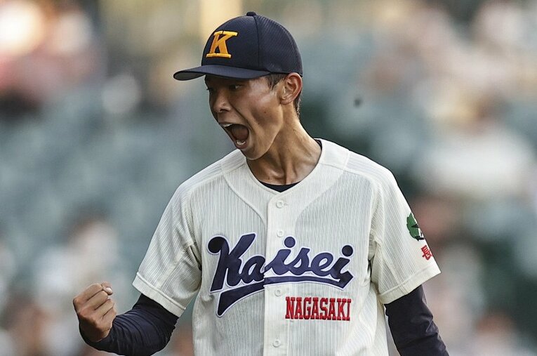 甲子園・隠れた逸材【2】海星高・向井恵理登投手（むかい えりと・3年・180cm69kg・右投右打） ／ photograph by KYODO