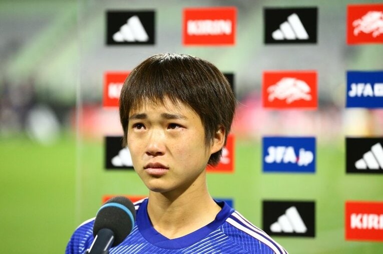 10月6日のナイジェリア戦でなでしこジャパンデビューを飾った浜野まいか。U-20女子W杯でMVPに輝いた18歳は、試合後のインタビューで悔し涙を流した ／ photograph by JFA/AFLO