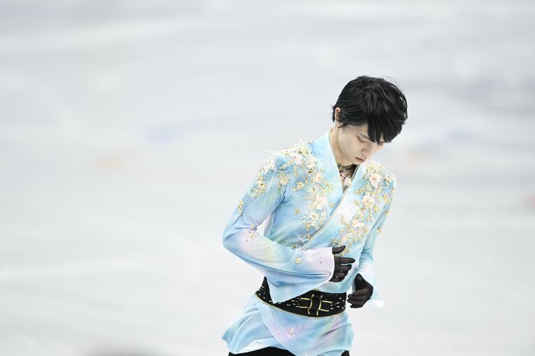 北京五輪フリーの羽生結弦の演技　©Asami Enomoto／JMPA