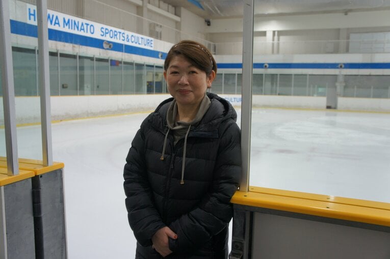 木原のシングル時代の恩師・成瀬葉里子コーチ　©Hiromi Ishii