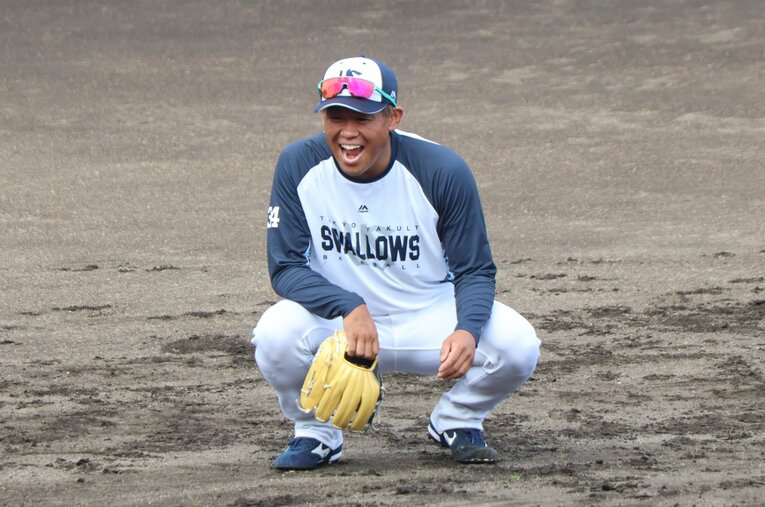 練習中でも常に笑顔があふれる田口。チームの雰囲気づくりにも重要な役割を果たす　©Fumi Sawai