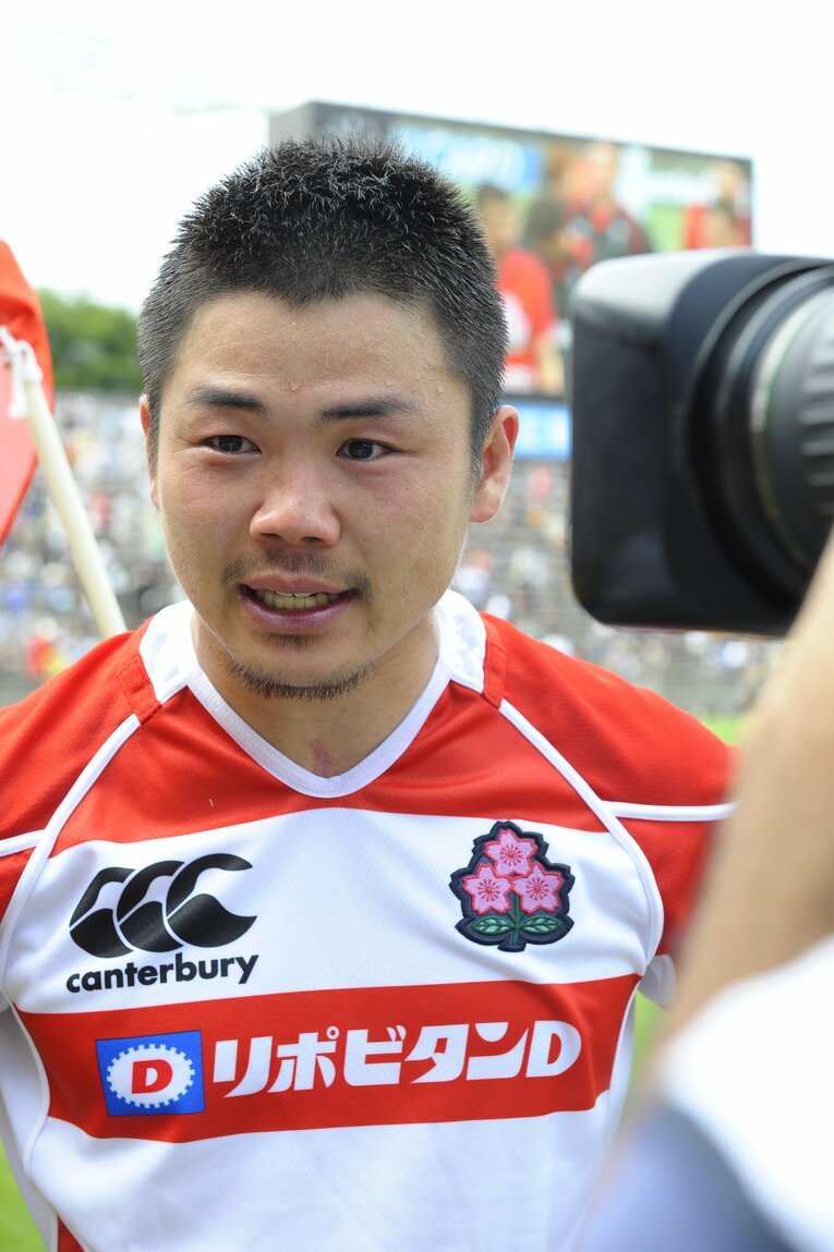 強豪・ウェールズを相手に歴史的な勝利を挙げた2013年の試合での田中　©︎BUNGEISHUNJU