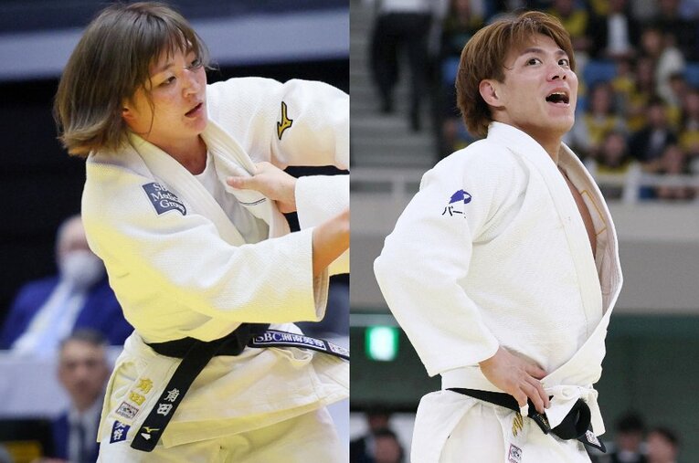 無差別で行われた柔道の全日本女子選手権、全日本選手権で話題を集めた角田夏実と阿部一二三 ／ photograph by JIJI PRESS