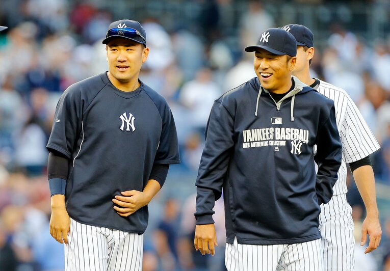 ヤンキース時代の田中と黒田　©Getty Images