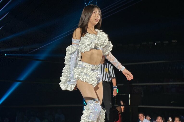 5月24日にデビュー戦を行ったマリーゴールドの高校生レスラー・心希 ／ photograph by Norihiro Hashimoto