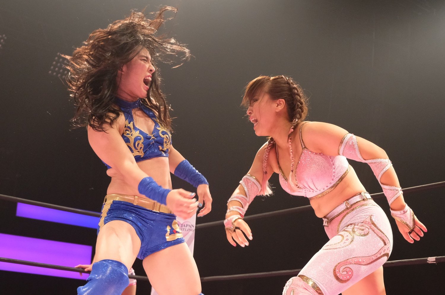 プロレスデビューとなった才木玲佳(左)戦にて、敗れたものの気迫のこもった戦いを繰り広げた©Norihiro Hashimoto