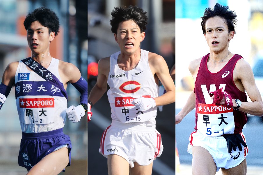 (左)佐久長聖高校出身、駒澤大学では主将を務めたトヨタ自動車のルーキー鈴木芽吹は今季5000mで日本歴代9位のタイムを出した。(中央)トヨタの同期・吉居大和も中央大学時代に箱根駅伝で2度の区間賞を獲得するなど鮮烈な印象を残した。(右)3度五輪に出場している日本長距離界のパイオニア・大迫傑も佐久長聖高校OB。独立独歩で世界と戦う術を身につけてきた ©Yuki Suenaga/JMPA/Asami Enomoto