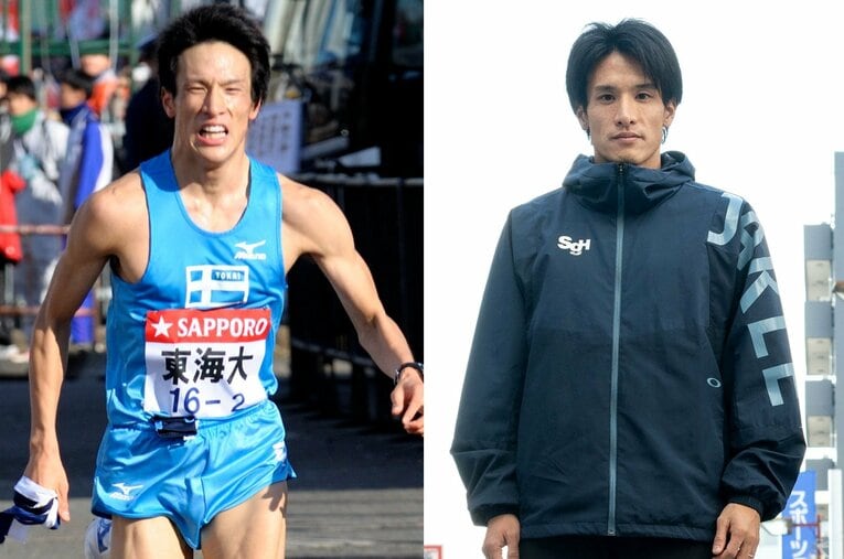 箱根駅伝では伝説ともなった「2区17人抜き」と「40年ぶりの予選落ち」という天国と地獄を味わった村澤明伸。33歳になった元・大エースの現在地とは？ ／ photograph by (L)BUNGEISHUNJU、(R)Takashi Shimizu