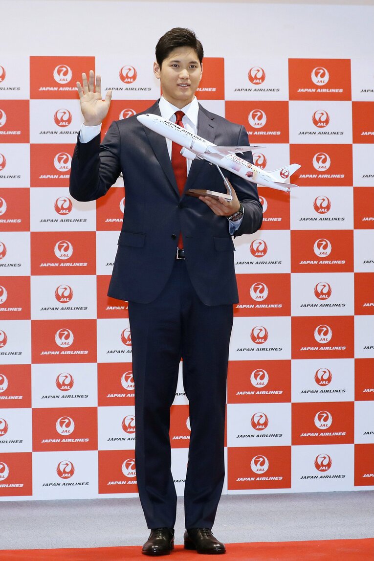 2018年2月…アメリカへ出国前の大谷　©JIJI PRESS