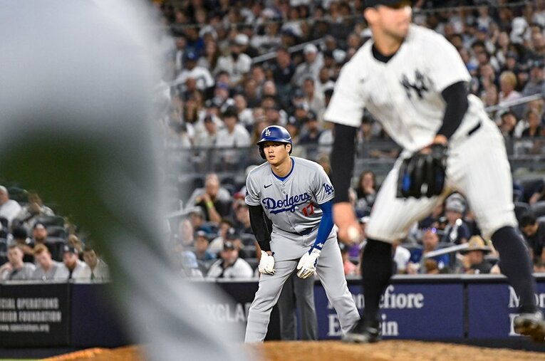 2024年6月、ヤンキースタジアムでのドジャース大谷翔平。ワールドシリーズの場で名門同士は再戦する ／ photograph by Hiroaki Yamaguchi