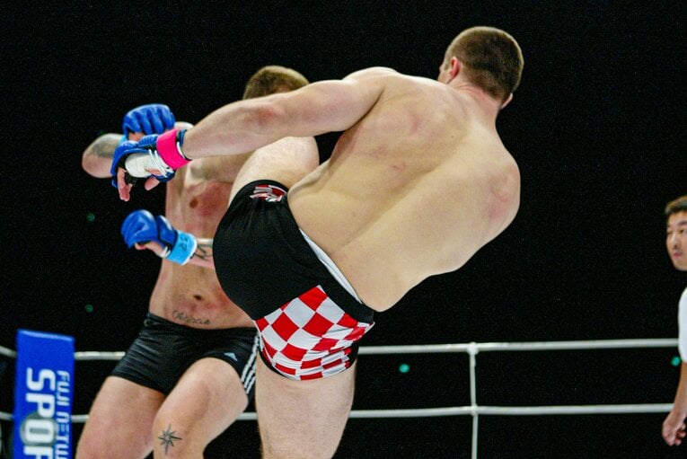 2004年8月、エメリヤーエンコ・アレキサンダー戦のハイキック（3枚目／全10枚）©Susumu Nagao