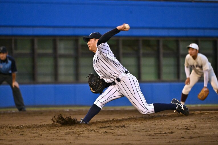 侍ジャパン大学生代表の選考合宿でも好投した渡邉　©Hideki Sugiyama