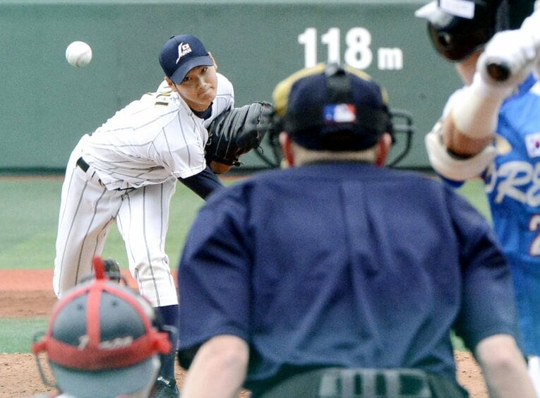 韓国との5-6位決定戦で先発を託された大谷。国際舞台で高い修正力を見せつけた　©︎KYODO
