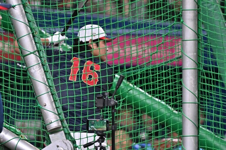 フリーバッティングに臨んだ大谷　©Hideki Sugiyama