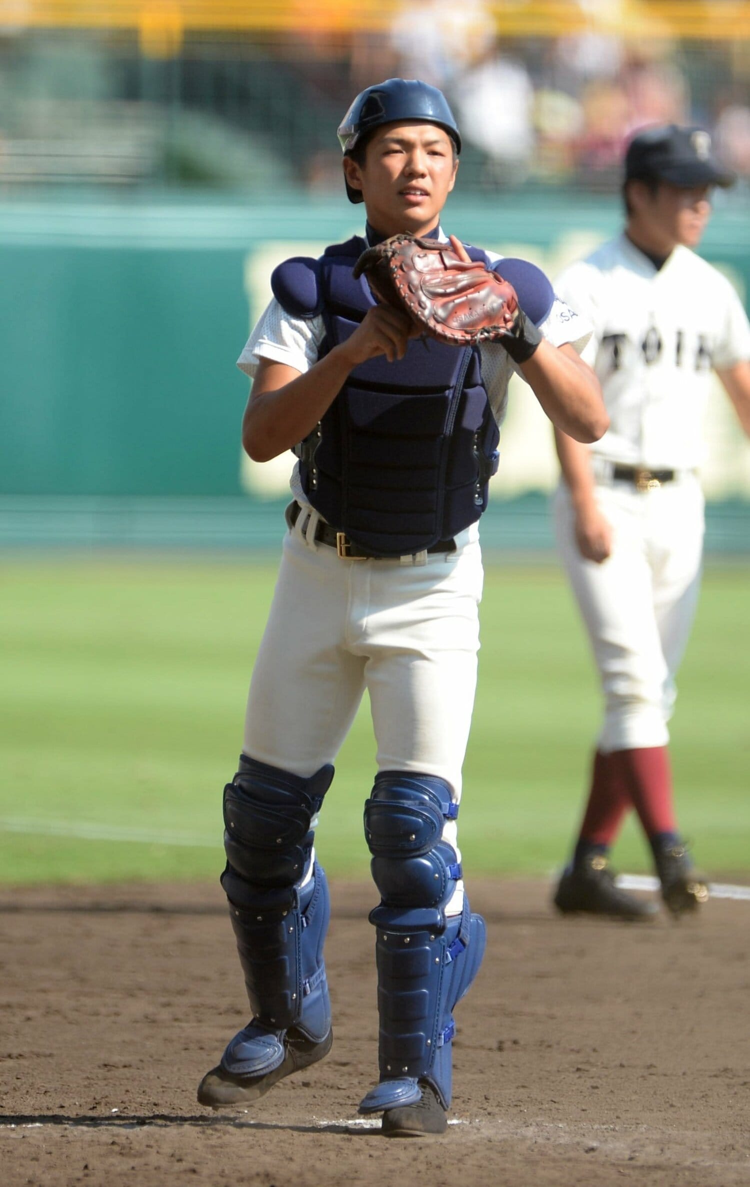 念願のスタメンマスクを被った久米さん　©Sankei Shimbun