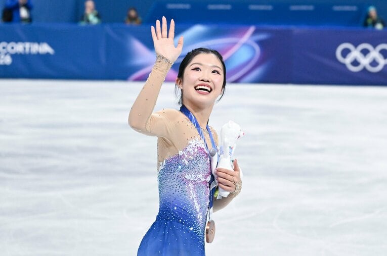 ミラノ・コルティナ五輪で銅メダルを獲得した中井亜美（18歳）。全日本強化合宿に参加して新シーズンと4年後の五輪に向けて始動した ／ photograph by Asami Enomoto / JMPA