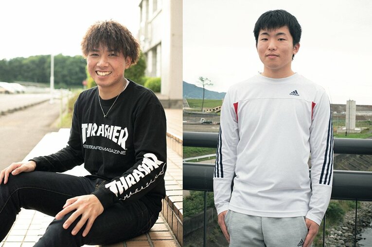 大船渡高校野球部OBの及川恵介（右）と今野聡太（2020年撮影）©︎Asami Enomoto