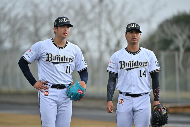 ブレーク２年目となる今春のキャンプで練習に取り組む山下　©Hideki Sugiyama