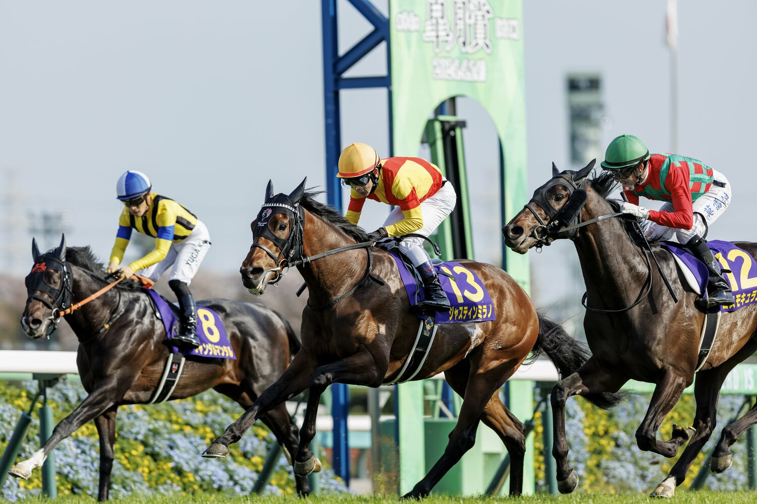 皐月賞を制したジャスティンミラノ。鞍上の戸崎圭太は亡き藤岡康太への思いを口にした　©Kiichi Matsumoto